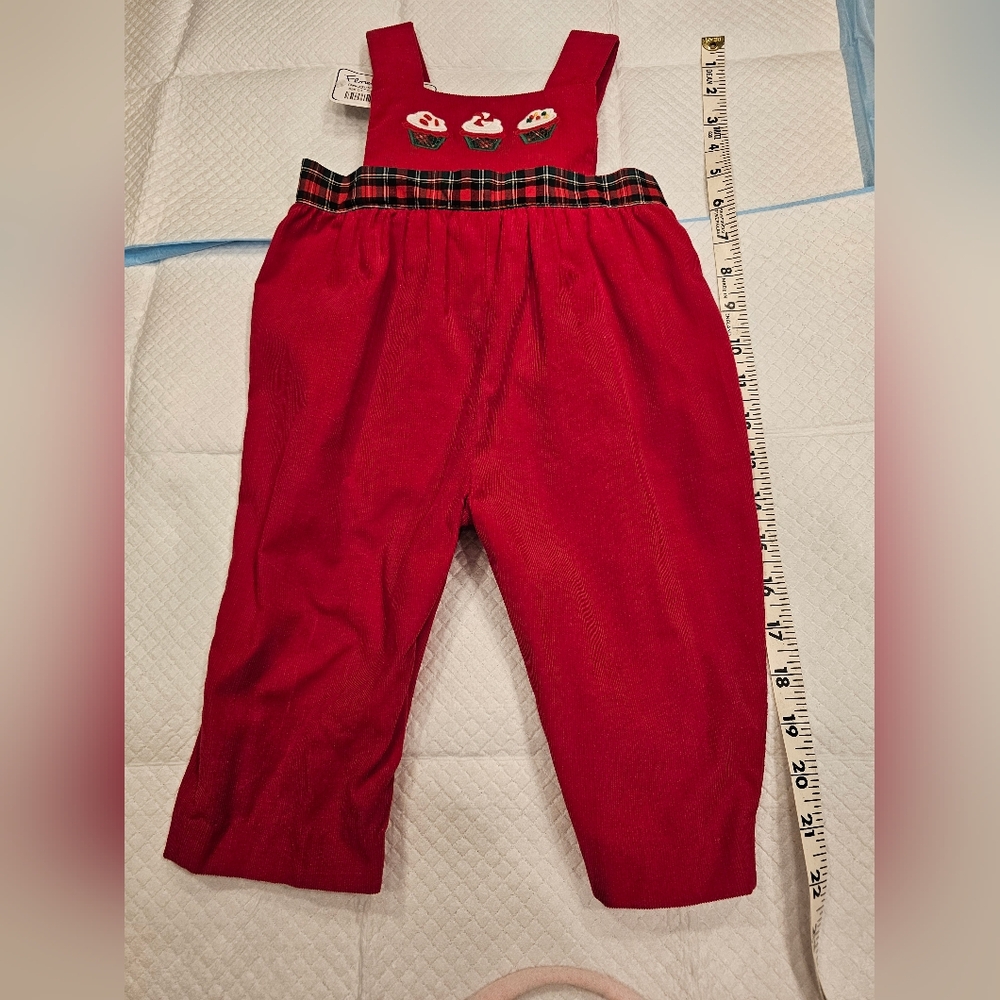 Baby Christmas Corduroy Overalls. Size 12 Month.